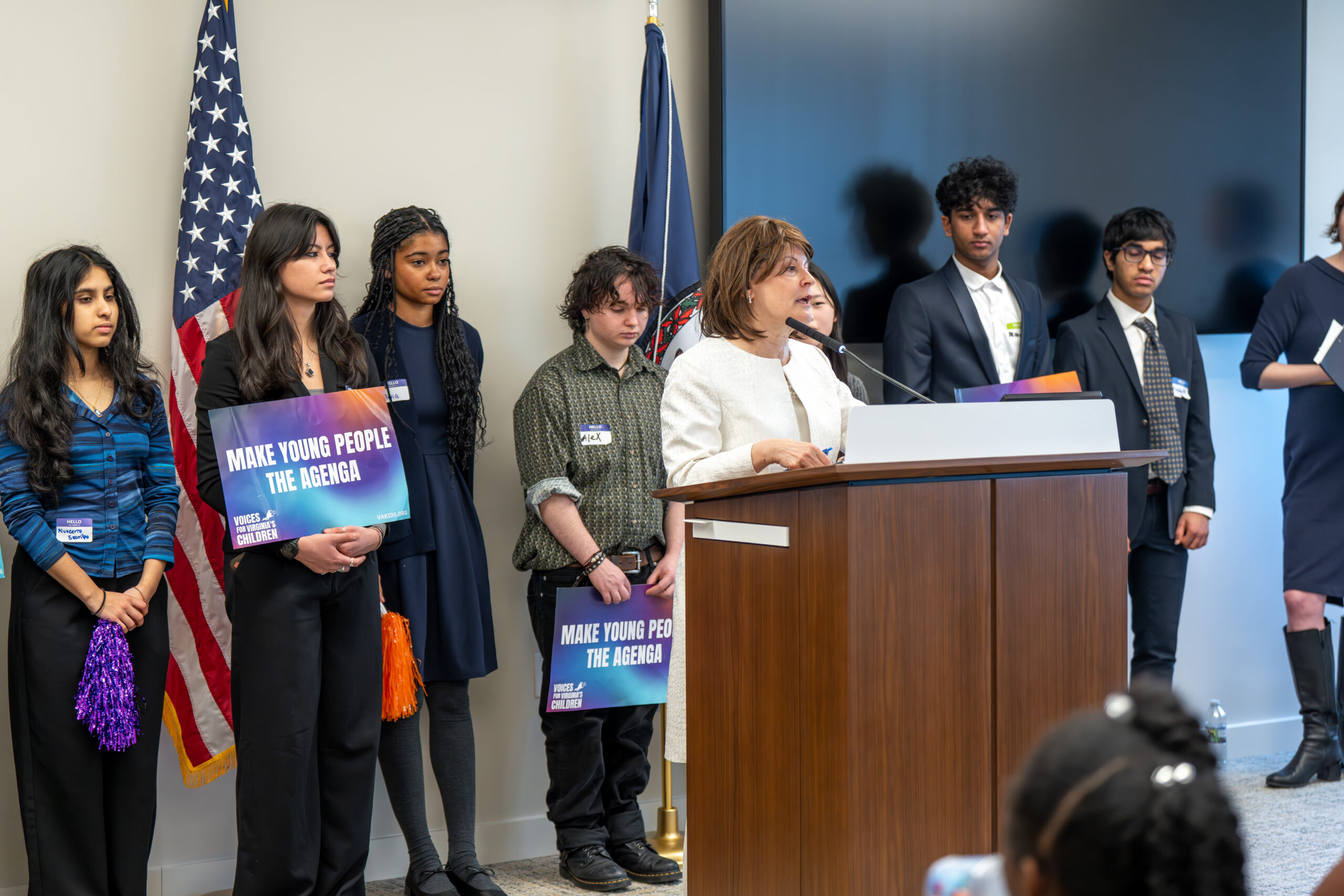 Senator Favola speaking at press conference