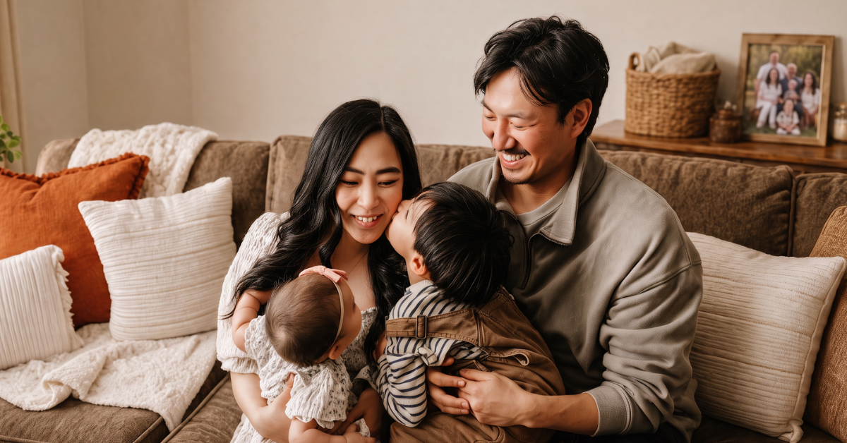 Family sharing an everyday moment together at home.
